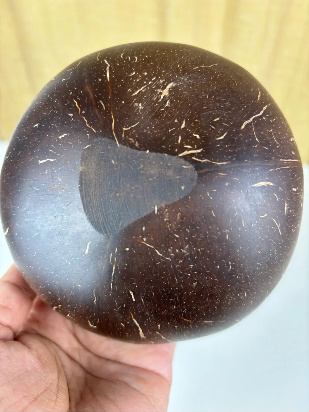 Coconut Shell Bowl with wooden Spoon - Natural Dark Brown
